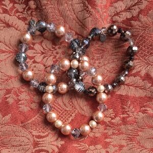 TOCARA 3 Pearl and Crystal Beaded Bracelet Set